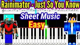 Rainimator – Just So You Know (Easy Piano)|Just So You Know Piano| Rainimator Just So You Know Piano