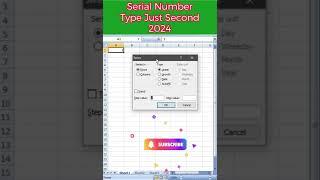 Serial Number In Excel || Automatic Serial Number In Excel 2024 #excel #excelshortcuts