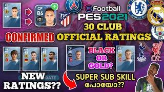 30 Clubs Officially Confirmed Player Rating Of Konami PES 2021 | Black Ball Upgrades & Downgrades