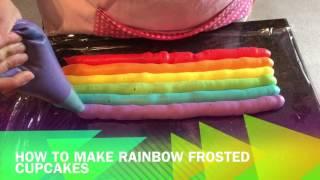 How to make rainbow frosted cupcakes