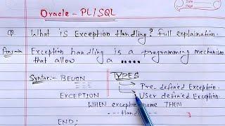 PLSQL Exception Handling | Learn Coding