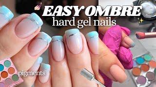 The Easiest Ombre!  Hard Gel Nails | Watch Me Work