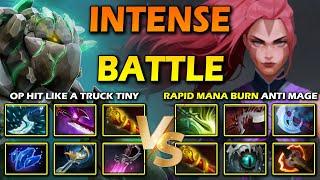 INTENSE BATTLE Between OP HIT LIKE A TRUCK Tiny Vs. RAPID MANA BURN SPEED Anti Mage