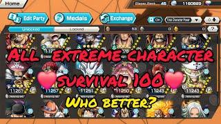 All extreme character servival 100 Gameplay in One Piece Bounty Rush | OPBR