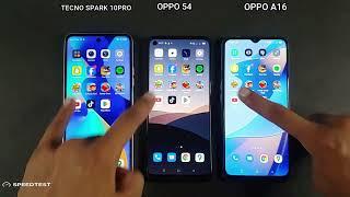 Tecno Spark 10 Pro Vs Oppo A54 Vs Oppo A16 | Speed Test & Comparison