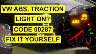 VW ABS, Traction Control Light On? - 00287 Fault Code etc. - Fix It Yourself