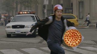 Peter Parker delivers pizza in the battle of New York