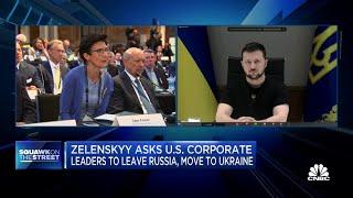 U.S. corporate leaders pose questions to Ukrainian President Zelenskyy at Yale Summit