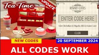 *NEW CODES* Tea Time || ROBLOX Dessert Buffet | ALL CODES | September 20, 2024