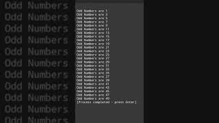 print Odd Numbers from 1 to 50 in C. The Random Teach.