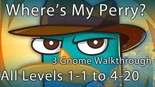 Where's My Perry - All Levels 1-1 to 4-20 3 Gnome Walkthrough - Includes Secret Files