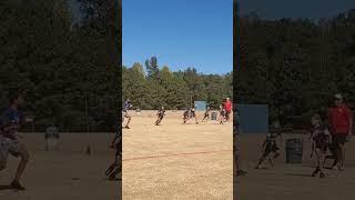 Kids Flag Football ..Touchdown throw in Endzone