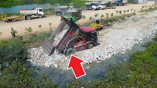 Fantastic Action Twin Road come out By Using Machinery Equipment Komatsu Dozer & Super Dump Truck