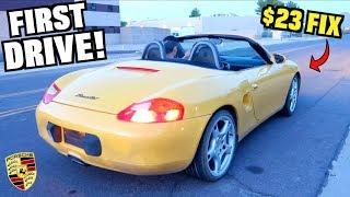 $500 SALVAGE Porsche First Drive! Cheap $23 Repair (Budget Boxster Ep.2)