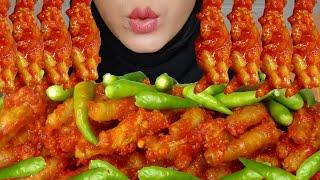 ASMR  CEKER PEDAS SUPER LUNAK TOPING 100 CABE RAWIT 