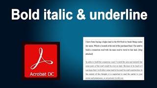 How to text Bold italic and underline in Adobe Acrobat Pro
