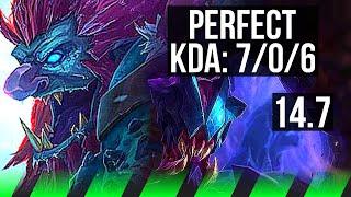 TRUNDLE vs REK'SAI (JGL) | 7/0/6, Rank 8 Trundle, Godlike | NA Challenger | 14.7