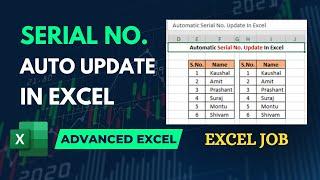 Automatic Serial No. Update in Excel #excel #exceltips #exceltutorial #msexcel #microsoftexcel