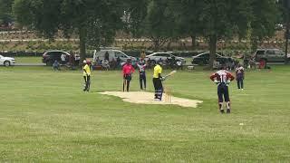 Mark Azharuddin facing former Trinidad and Tobago fast bowler Marlon Richards  1st over of the chase