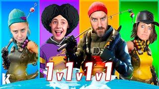 1v1v1v1 Family Fortnite Battle REMIX (Fishing loot Only!)