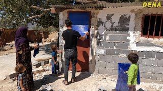 Installation of glass for the door and window by Isa's brother Dariush