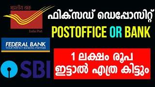 Post office FD vs Bank FD | Federal Bank Fixed Deposit | SBI Fixed Deposit | Postoffice Time Deposit
