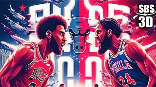Chicaco Bulls vs Philadelphia 76ers - NBA Game in VR | VR Vídeo 3D SBS [Google Cardboard • VR Box]