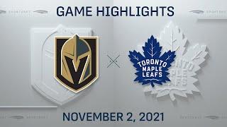 NHL Highlights | Golden Knights vs. Maple Leafs - Nov. 2, 2021