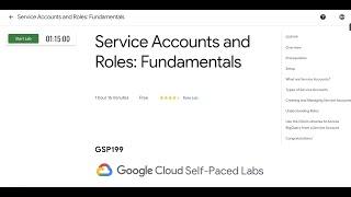 Service Accounts and Roles: Fundamentals || Qwiklabs || GSP199