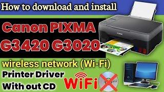 Canon PIXMA G3420 G3020 series Printer wireless network WI-FI Driver download and install on windows
