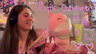 ASMR tingly Christmas Haul (very very pink)|tapping, scratching, tingly whispers