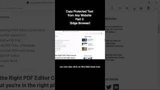 Copy Protected Text from any Website - Part 3 (Microsoft Edge) #shorts