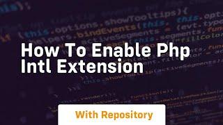 How to enable php intl extension