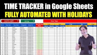Employee Time Tracker in Google Sheets 2024 / Attendance Sheet with Check in and Check out Time