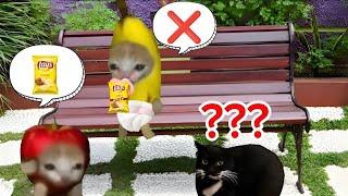 Banana cat crying lays poor apple cat #babybananacat #happycat #catmemes #bananacat #xosen7