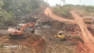 Full Complete 100% Road Foundation Construction Technology Using Excavator, Bulldozer Truck Dumping