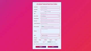 Student Registration Form || Using HTML CSS JAVASCRIPT || Full Source Code