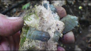 Rock Collecting in Canada -  Collecting sea green apatite at the Comet Mine