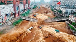 Chinese Subway Flooded! Unstoppable water flow destroys bridges and houses in Shandong