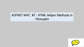 ASP NET MVC  #7   HTML Helper class methods