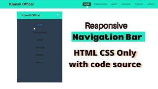 Responsive Navigation Menu Bar using HTML & CSS | CSS Media Query | Responsive Nav Bar | nav bar