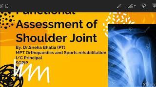 Functional Assessment of Shoulder Joint!