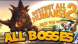 Destroy All Humans! 2 All Bosses | Boss Fights  (PS4, PS2, XBOX)