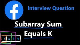 Subarray Sum Equals K - Prefix Sums - Leetcode 560 - Python