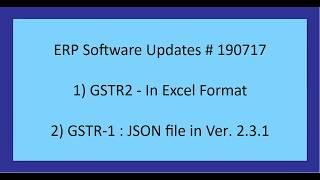 Now Generate GSTR-2 in Excel Format using ERP Software
