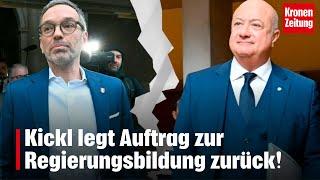 Kickl legt Auftrag zur Regierungsbildung zurück! | krone.tv NEWS