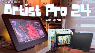 First time drawing on a big tablet | XPPen Artist Pro 24 Gen2 4K | Unboxing & Drawing Process