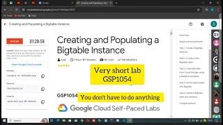 Creating and Populating a Bigtable Instance ||GSP1054 #new lab very short solution May 2024#arcade