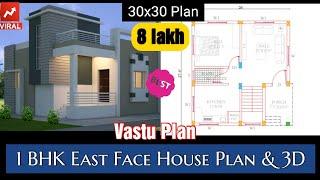 1BHK East Face House Plan & Elevation | Small House Vastu Plan #Maliconstruction #Houseplan #home