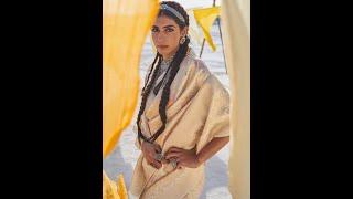 White & Golden Blended Silk Saree